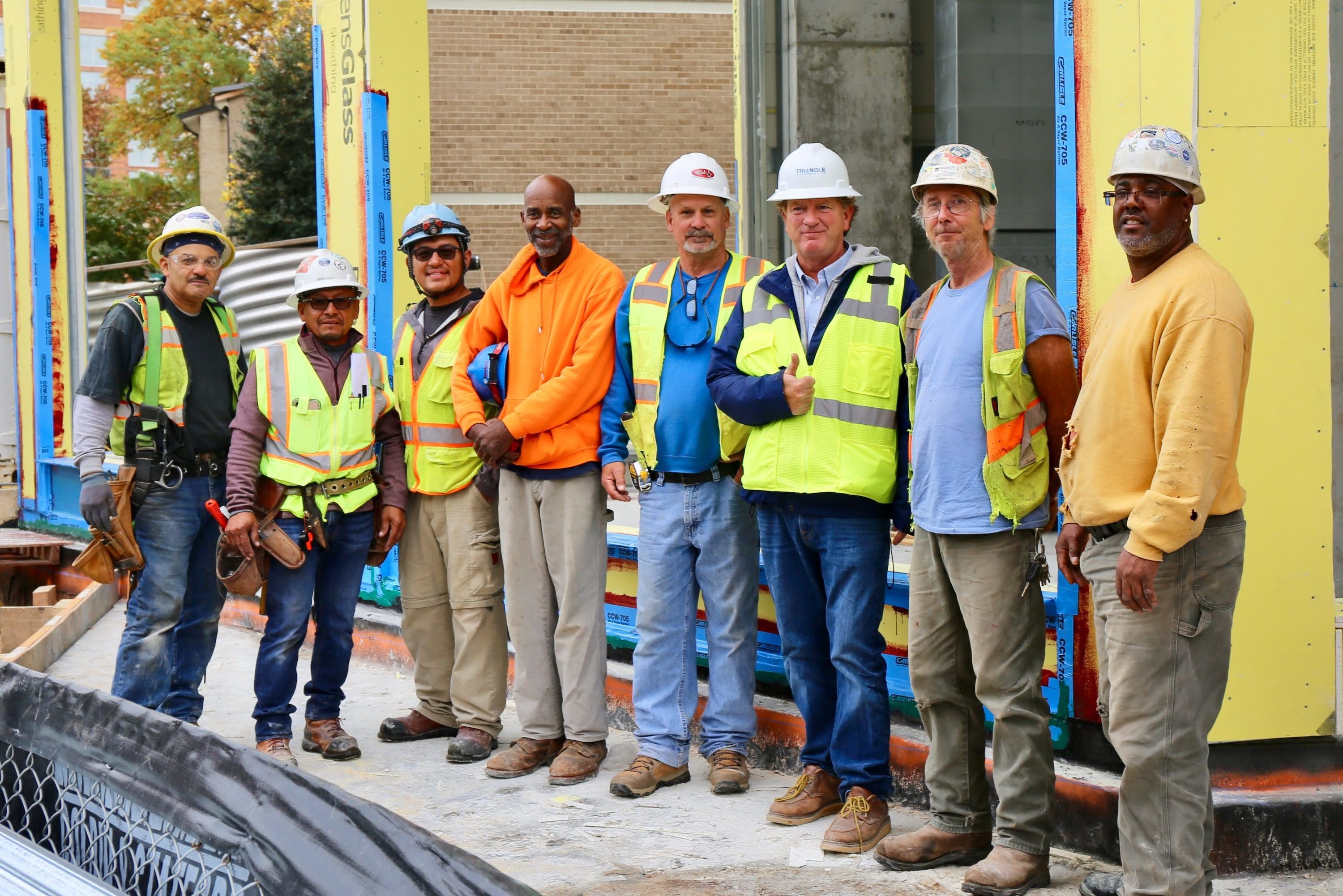 Construction crew for Main Street building